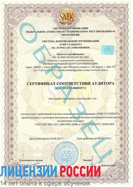 Образец сертификата соответствия аудитора №ST.RU.EXP.00005397-2 Малоярославец Сертификат ISO/TS 16949