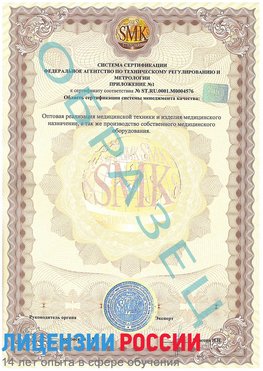 Образец сертификата соответствия (приложение) Малоярославец Сертификат ISO 13485