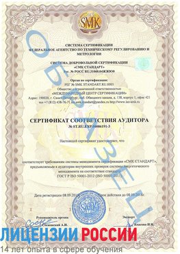 Образец сертификата соответствия аудитора №ST.RU.EXP.00006191-3 Малоярославец Сертификат ISO 50001