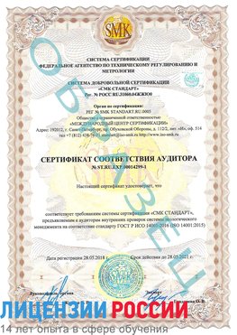 Образец сертификата соответствия аудитора №ST.RU.EXP.00014299-1 Малоярославец Сертификат ISO 14001